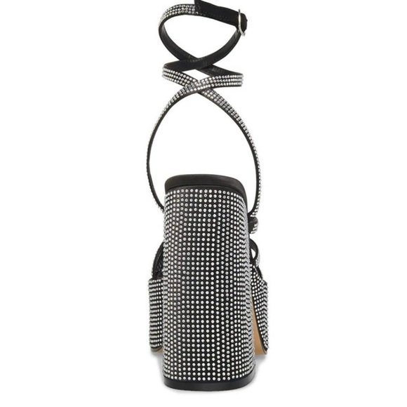 Steve Madden Women’s Black Rhinestones Cocktails Platform Dress Sandals - Picture 6 of 12